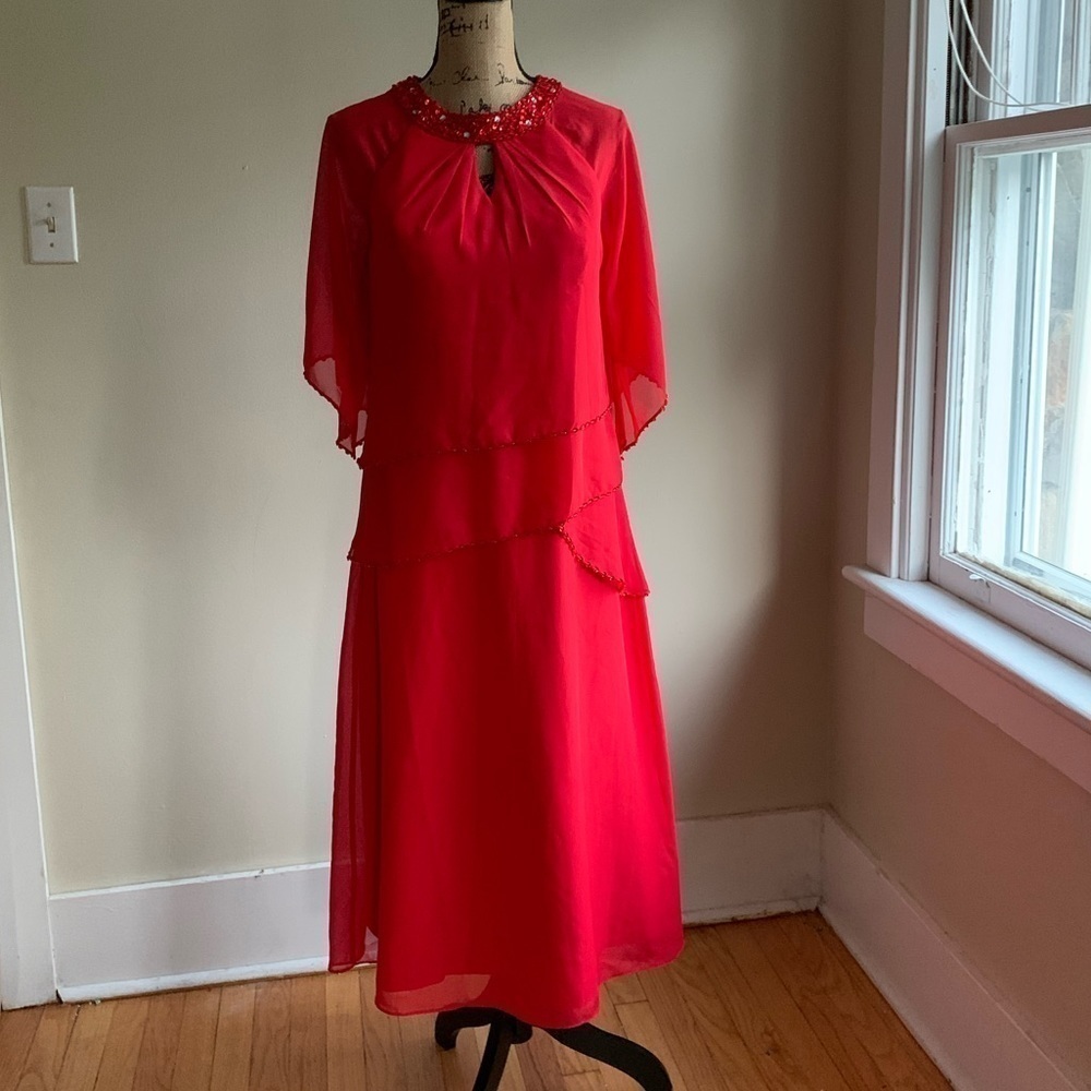 JJ’S House red sequin tiered dress size 8